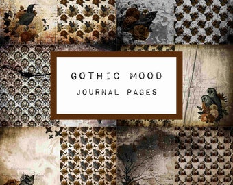 GOTHIC MOOD journal pages,  digital JUNK journal printable, journal ephemera, junk journal paper, vintage paper, art journal