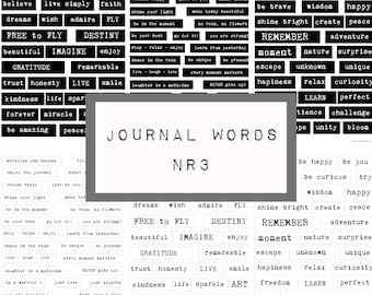 6 Seiten Journal Journal Wörter und Zitate nr 3, digitales JUNK Journal zum Ausdrucken, Journal Ephemera, Junk Journal Papier, Art Journal