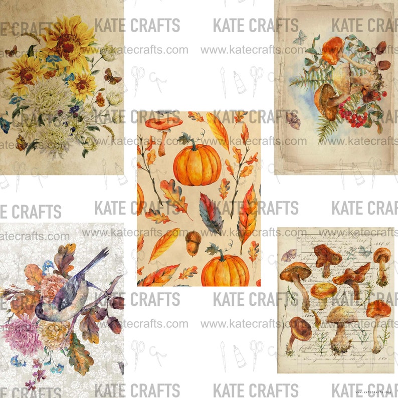 ART of AUTUMN collection 40 pages, digital JUNK journal printable, journal ephemera, junk journal,KC0309, katecrafts, autumn, acorn, cotton image 4