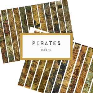 PIRATES washi, revista digital JUNK imprimible, revista efímera, papel de revista basura, papel vintage, revista de arte