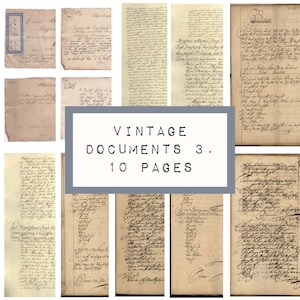 ORIGINAL vintage DOCUMENTS nr3, 10 pages ,  digital JUNK journal printable, journal ephemera, junk journal paper, KC0272, katecrafts