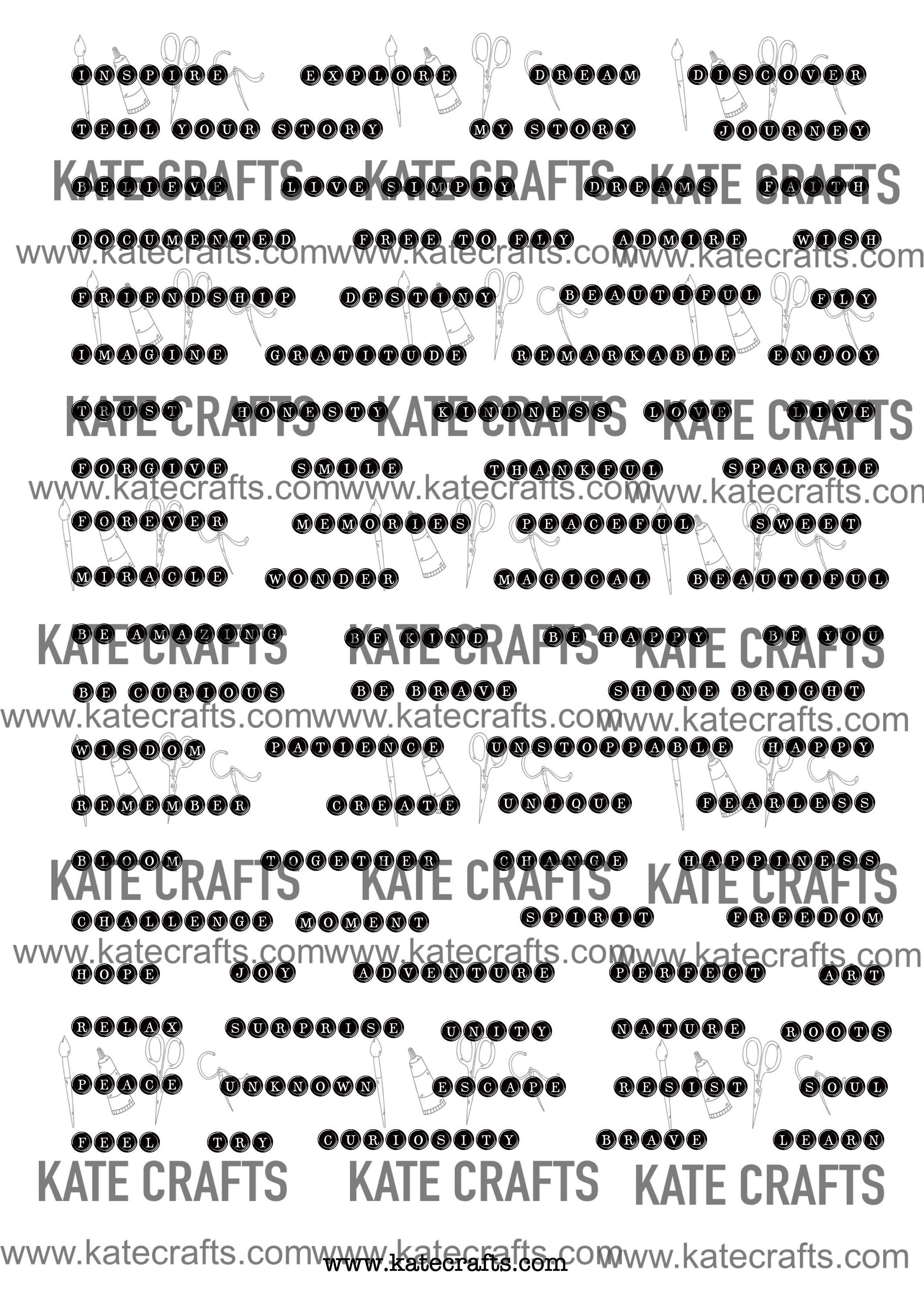 8 Printable Pages of Journal Words for Art Journal, Junk Journal