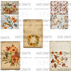 ART of AUTUMN collection 40 pages, digital JUNK journal printable, journal ephemera, junk journal,KC0309, katecrafts, autumn, acorn, cotton image 7