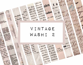 Set of 12 digital washi tapes 2, vintage ephemera, digital printable, junk journal, paper washi