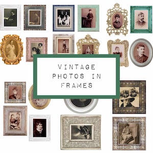 VINTAGE PHOTOS in frames, 6 pages,  digital JUNK journal printable, journal ephemera, junk journal paper,  art journal