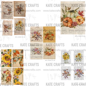 ART of AUTUMN collection 40 pages, digital JUNK journal printable, journal ephemera, junk journal,KC0309, katecrafts, autumn, acorn, cotton image 2