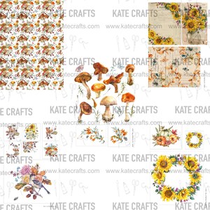 ART of AUTUMN collection 40 pages, digital JUNK journal printable, journal ephemera, junk journal,KC0309, katecrafts, autumn, acorn, cotton image 8