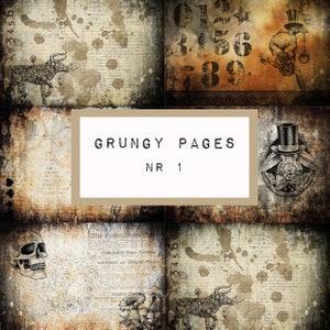 6 grungy pages - digital JUNK journal printable, journal ephemera, junk journal paper, industrial, grungy junk journal industrial, steampunk