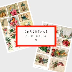 CHRISTMAS EPHEMERA 3, digital download, Christmas printable, junk journal, art journal KC0400, katecrafts, snow, bell, pinecone, lantern