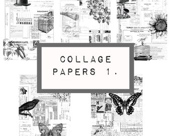 COLLAGE PAPERS, digitale JUNK journal afdrukbaar, journal ephemera, junk journal paper, vintage papier, shabby papier