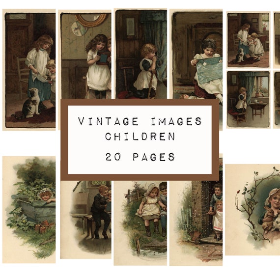 ORIGINAL Vintage Children IMAGES, 20 Page , Digital JUNK Journal
