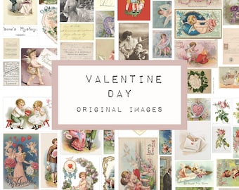 VINTAGE VALENTINE original images, 8 pages,  digital junk journal printable, journal ephemera, junk journal paper, KC0436, katecrafts,