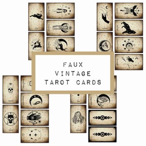 Cartões de TAROT vintage falsos, diário de LIXO digital para impressão, coisas efêmeras de diário, papel de diário de lixo, diário de arte