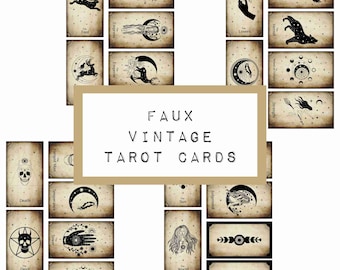 Faux vintage TAROT cards,  digital JUNK journal printable, journal ephemera, junk journal paper,  art journal