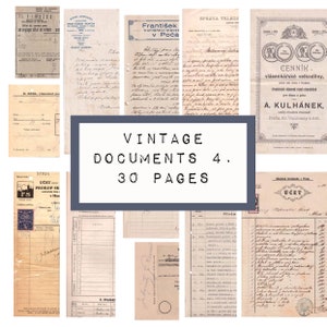 ORIGINAL vintage DOCUMENTS nr4, 30 pages ,  digital JUNK journal printable, journal ephemera, junk journal paper, KC0272, katecrafts