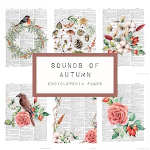 SOUNDS of AUTUMN encyclopedia pages,  digital download, junk journal, katecrafts, KC0336, ephemera, autumn, fall, album, pumpkin, leaves