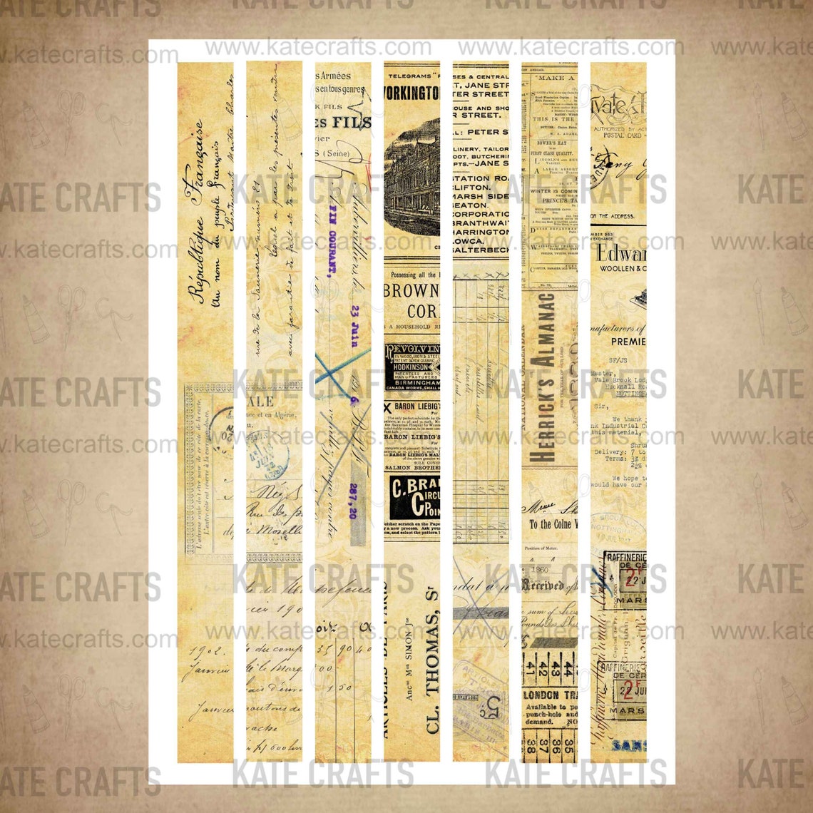 VINTAGE Digital WASHI Tape 4, Digital JUNK Journal Printable, Journal ...