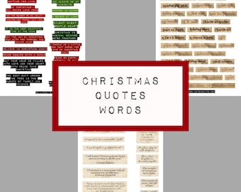 Christmas 2025 words, quotes, 3 pages,  digital junk journal printable, noel, christmas paper, KC0687, katecrafts
