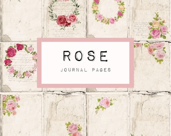 ROSE journal pages,  digital JUNK journal printable, journal ephemera, junk journal paper, vintage paper, art journal