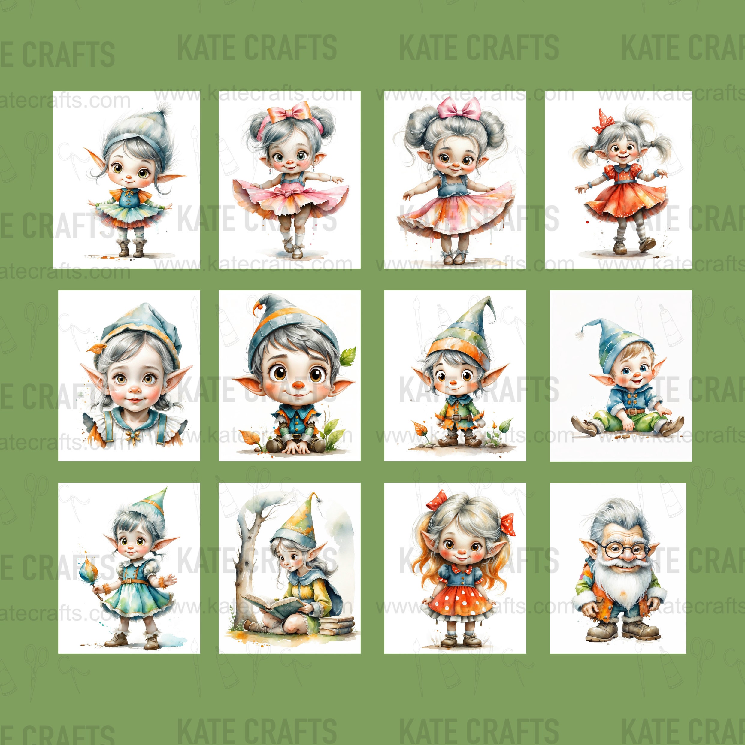 ELFS, DWARFS and Friends 60 AI Jpg Images, Watercolor Style, Elf, Troll ...