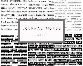 6 pages of journal words and quotes nr 2,  digital JUNK journal printable, journal ephemera, junk journal paper,  art journal