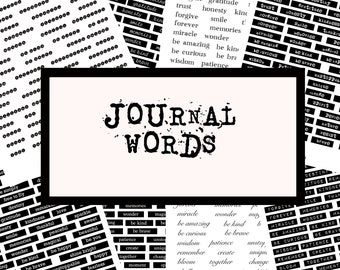 8 druckbare Seiten mit Wörtern für Kunstjournal, Junk Journal, Mixed Media, digitale Wörter, Junk Journal Ephemera
