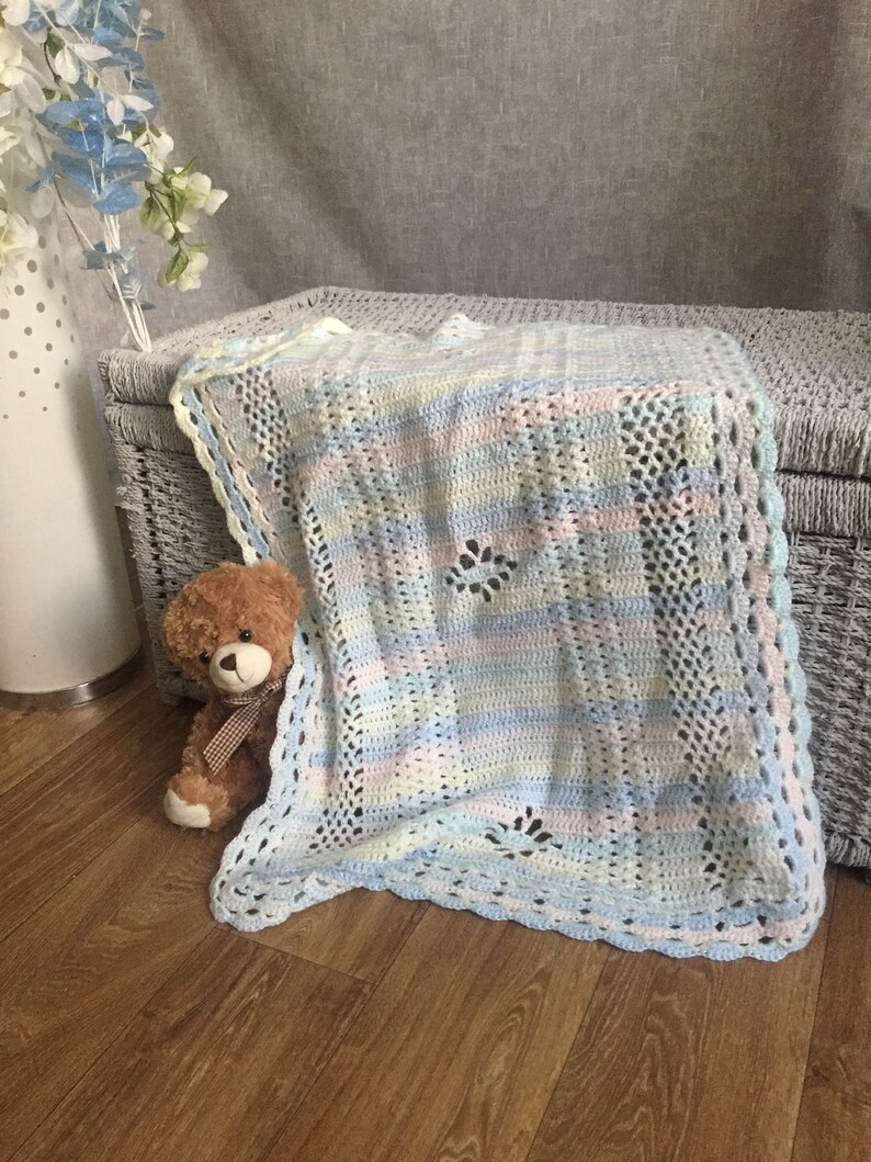 Comfort Blanket Crochet Baby Blanket / Afghan for Cot / Pram Etsy