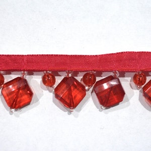 beaded trim by the yard,Red beaded trim,upholstery trim,lampshade trim,pillow trim,towel trim,costume,ballet