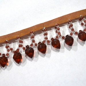 Amber Beaded Fringe Trim: Upholstery & Pillow Embellishment
