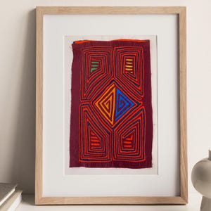 Boho Wall Art with Vintage folk Fabric & Panama Mola
