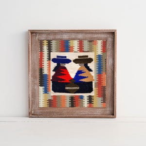 Unique woven wall hanging handmade gift/textile folk art family Portrait, farmhouse decor, Woven textile art for room decor aesthetic