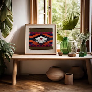 Handmade Woven Wall Hanging gift geometric folk Textile Art Boho Decor, Vintage Tapestry for Farmhouse Decor & Folk Art Wall Tapestry