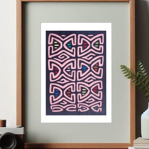 Boho Wall Art with Vintage folk Fabric & Panama Mola