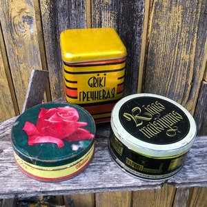 3 Vintage Tin Boxes, Vintage metal box, Vintage kitchen decor