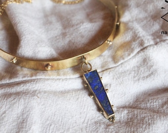 Choker, Halskette, Lapislazuli, Bohème, Antik, Mediterran, Mesopotamien, Orient, Festival, Handgefertigt, Kunsthandwerk, Schmuck