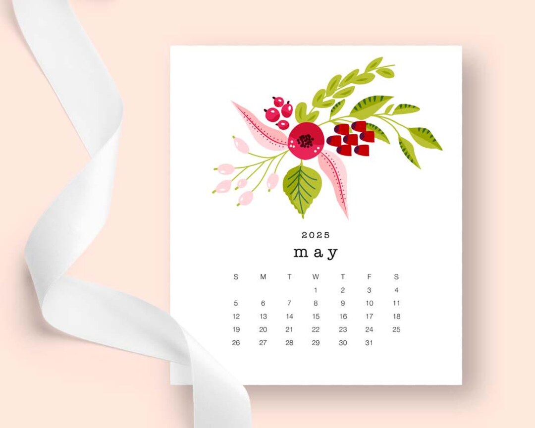 7286よろしくお願いします　賞味期限2027年5月 2025 Cora Floral Desktop Monthly Calendar, Printable