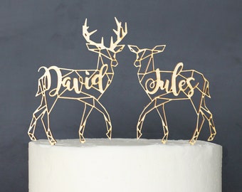Personalized Modern Rustic Deer Patronus Wedding Cake Topper | Custom Name