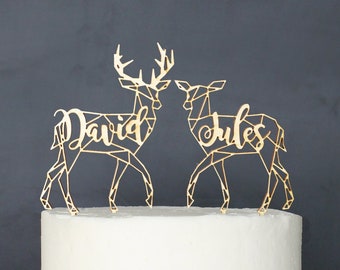 Personalized Modern Rustic Deer Patronus Wedding Cake Topper | Custom Name
