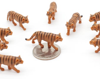 Set of Miniature Tigers - Mini Siberian Tigers - Terrarium Supplies - Teeny Tiny Pack of Tigers Diorama Supplies Soap Making READY TO SHIP!
