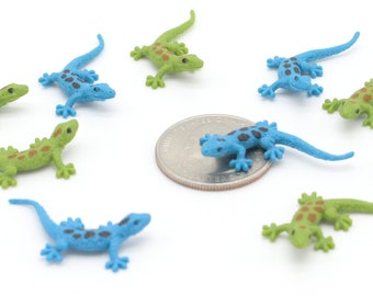 Set of Miniature Geckos - Mini Lizards - Terrarium Supplies - Teeny Tiny Geckos Diorama Supplies - Soap Making READY TO SHIP!