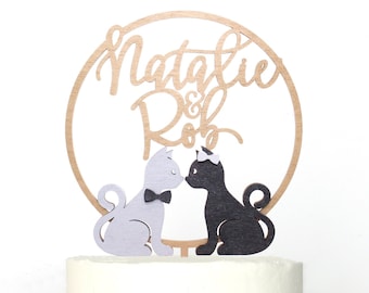 Personalized Cat Cake Topper l Wedding Cake Topper | Kitty Cake Topper | Custom Name Wedding Cake Topper | Custom Cake Topper