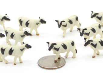 Conjunto de vacas en miniatura - Mini vaca - Suministros de terrario - Pequeño paquete de vacas Vacas Holstein - Suministros de diorama Fabricación de jabón ¡LISTO PARA ENVIAR!