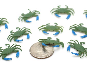 Set of Crabs - Mini Blue Crabs - Terrarium Supplies Teeny Tiny Pack of Crabs Miniature Sea Life Diorama Supplies Soap Making READY TO SHIP!