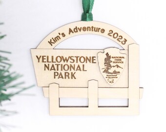 National Park Ornament | Personalized Yellowstone Ornament | National Parks Sign NPS Ornament Family Vacation Ornament Custom