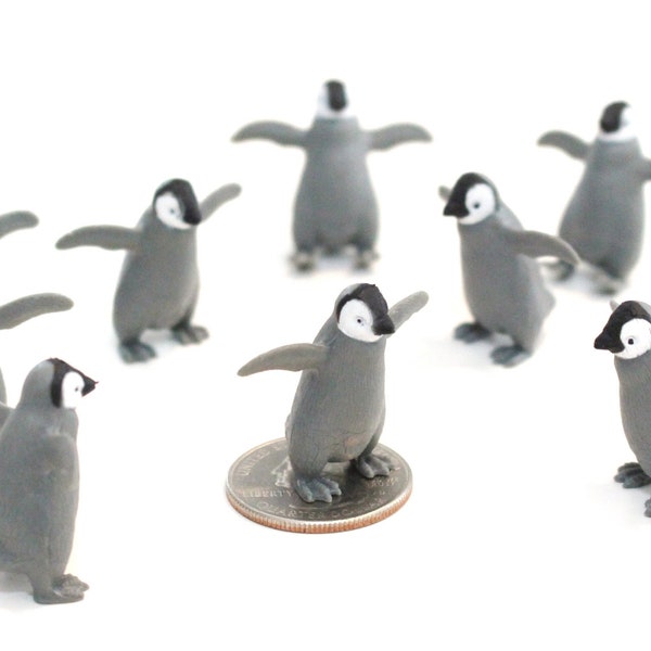 Set of Miniature Penguin Chicks - Mini Baby Penguins - Terrarium Supplies - Teeny Tiny Pack of Penguins - Diorama Supplies - READY TO SHIP!