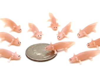 Set of Miniature Axolotls - Mini Axolotl - Terrarium Supplies - Teeny Tiny Pack of Salamanders - Diorama Supplies Soap Making READY TO SHIP!