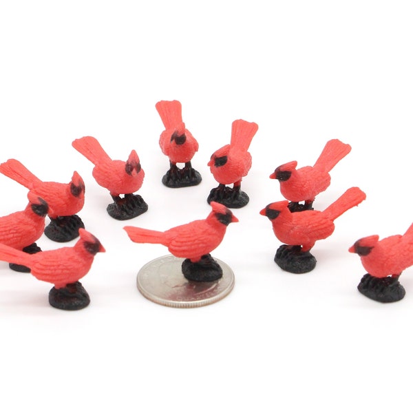 Set of Miniature Cardinals - Mini Bird - Terrarium Supplies - Teeny Tiny Pack of Birds - Diorama Supplies Soap Making - READY TO SHIP!