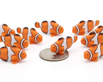 Set of Miniature Clownfish - Mini Fish - Nemo - Terrarium Supplies - Teeny Tiny Pack of Fish - Diorama Supplies Soap Making  READY TO SHIP!