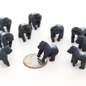 Set of Miniature Gorillas - Mini Silverback Gorillas - Terrarium Supplies - Teeny Tiny Pack of Apes - Diorama Supplies  READY TO SHIP!