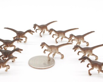 Set of Miniature Velociraptor Dinosaurs - Mini Raptors - Terrarium Supplies - Teeny Tiny Pack of Dinos Diorama Soap Making - READY TO SHIP!